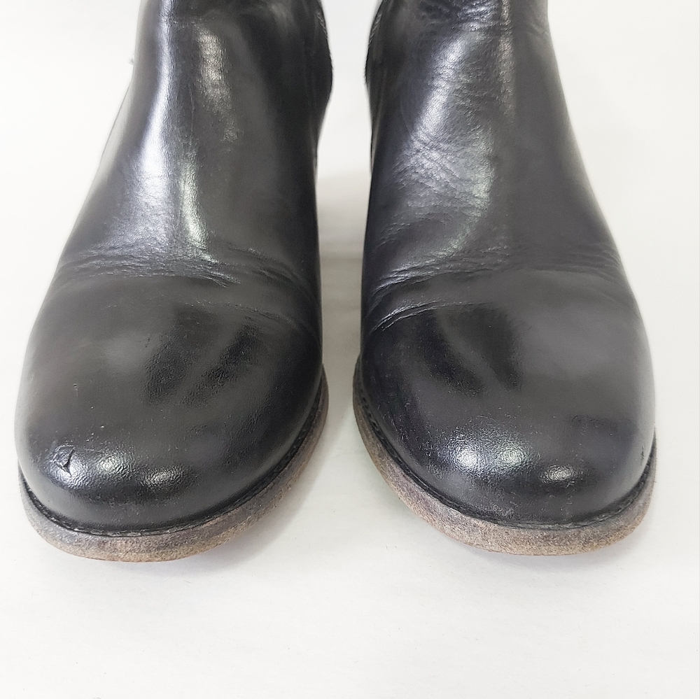 Frye Women Melissa Knotted Short Boots Size 8.5 Black Leather Edge Buckle Strap - Picture 5 of 16